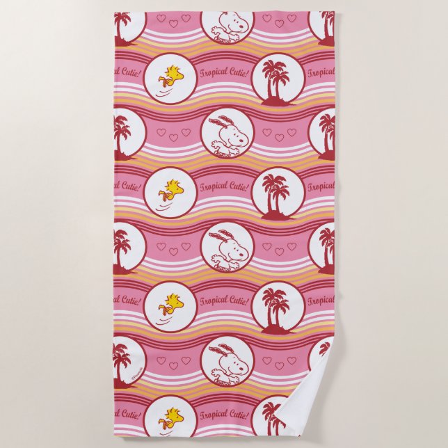 Peanuts | Snoopy & Woodstock Tropical Cutie Beach Towel (Front)