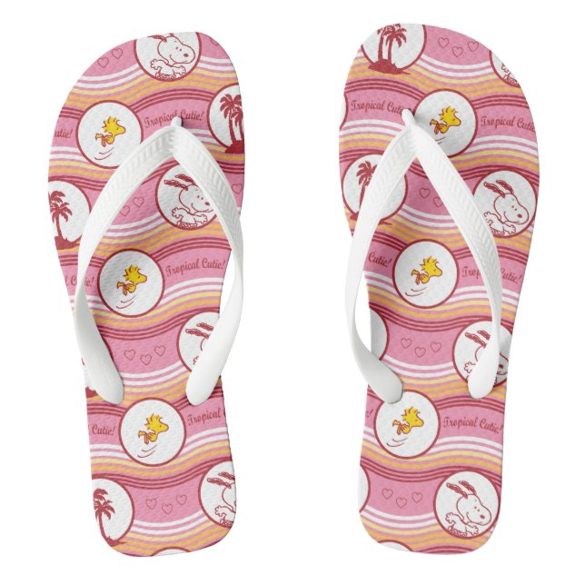 Peanuts | Snoopy & Woodstock Tropical Cutie Flip Flops (Footbed)
