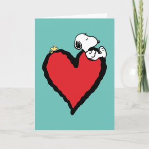 Peanuts Snoopy & Woodstock Valentine Heart Holiday Card