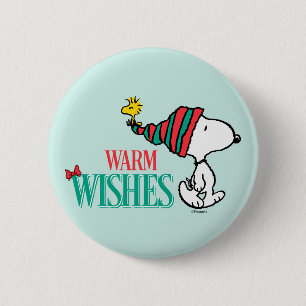 Peanuts   Snoopy & Woodstock Warm Wishes 6 Cm Round Badge