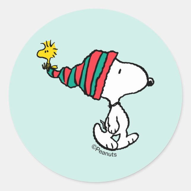 Peanuts | Snoopy & Woodstock Warm Wishes Classic Round Sticker (Front)