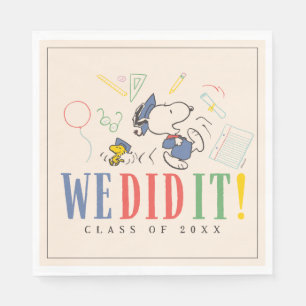 Peanuts Snoopy Woodstock We Did It Graduation Cap Napkin