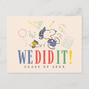 Peanuts Snoopy Woodstock We Did It Graduation Cap Postcard