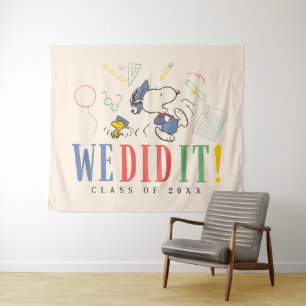Peanuts Snoopy Woodstock We Did It Graduation Cap Tapestry