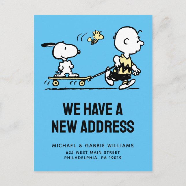 Peanuts | Snoopy & Woodstock | We Have Moved Postcard (Front)