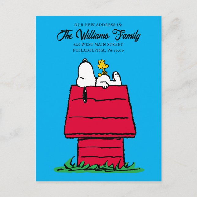 Peanuts | Snoopy & Woodstock | We Have Moved Postcard (Front)
