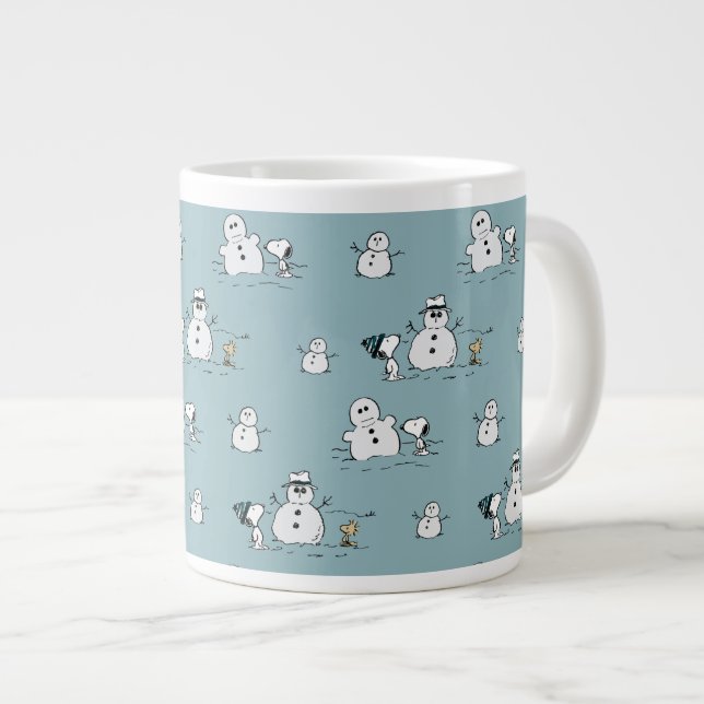 Peanuts | Snoopy & Woodstock Winter Break Pattern Large Coffee Mug (Front Right)
