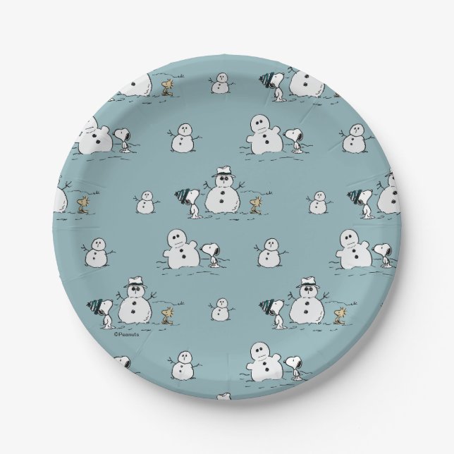 Peanuts | Snoopy & Woodstock Winter Break Pattern Paper Plate (Front)