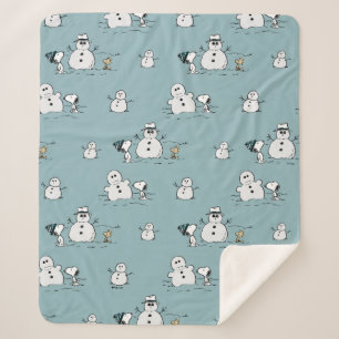 Peanuts Snoopy & Woodstock Winter Break Pattern Sherpa Blanket