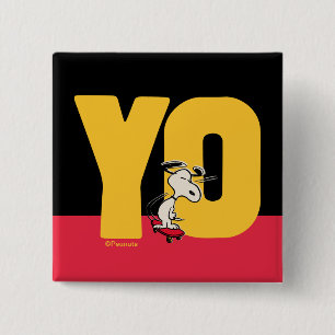 Peanuts   Snoopy YO Skateboard 15 Cm Square Badge