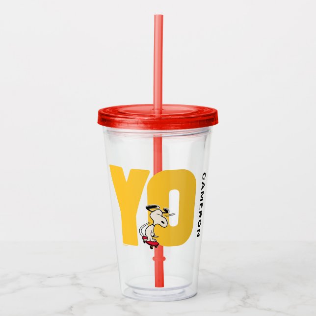 Peanuts | Snoopy YO Skateboard Acrylic Tumbler (Front)