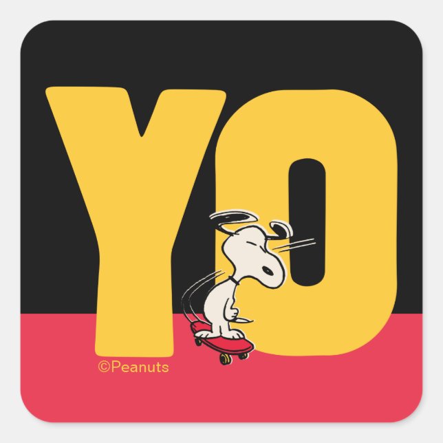 Peanuts | Snoopy YO Skateboard Square Sticker (Front)