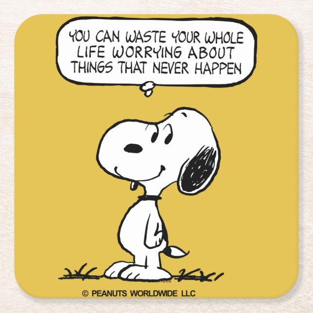 Peanuts | Snoopy You Can't Waist Your Whole Life Square Paper Coaster (Front)