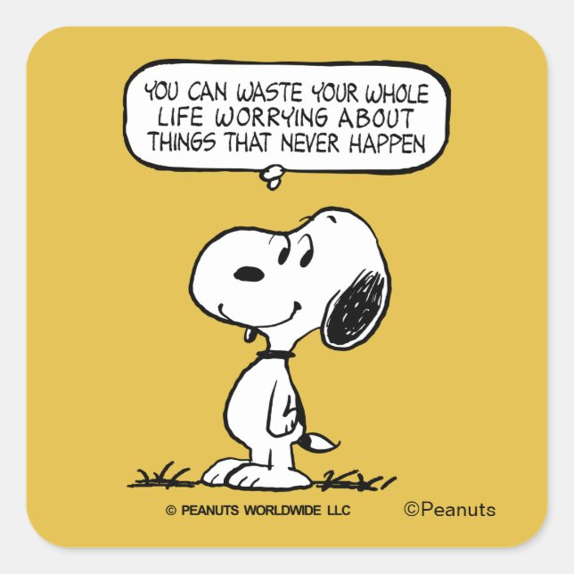 Peanuts | Snoopy You Can't Waist Your Whole Life Square Sticker (Front)