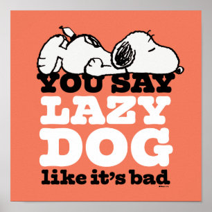 Peanuts Snoopy You Say Lazy Dog Like It's Bad Poster