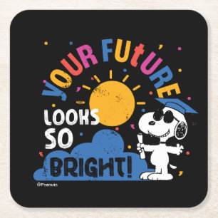 Peanuts Snoopy Your Future Looks So Bright Square Paper Coaster