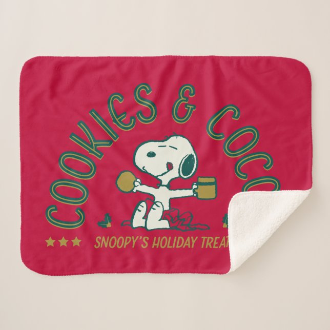 Peanuts | Snoopy's Cookies & Cocoa Sherpa Blanket (Front (Horizontal))