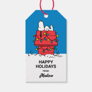 Peanuts   Snoopy's Dog House With Lights Gift Tags