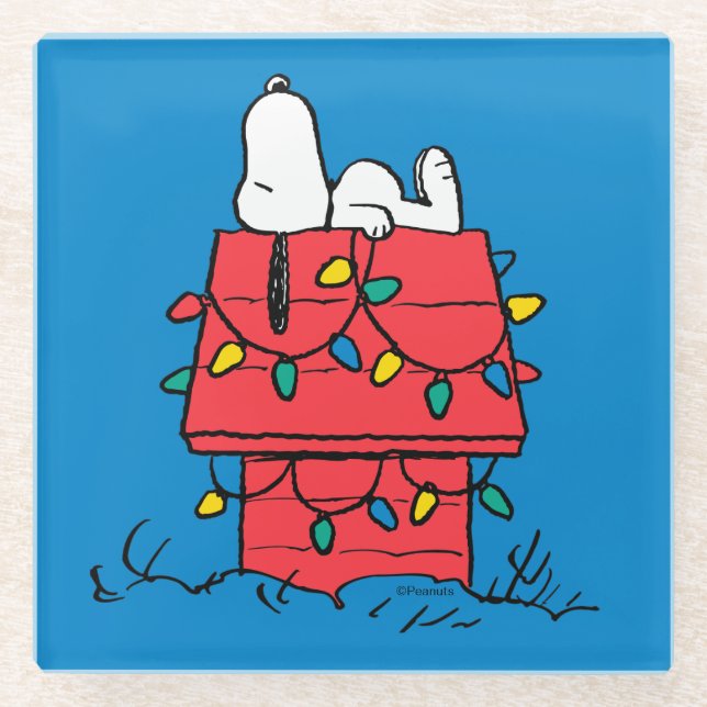 Peanuts | Snoopy's Dog House With Lights Glass Coaster (Front)