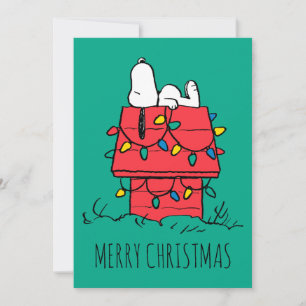 Peanuts   Snoopy's Dog House With Lights Holiday Card