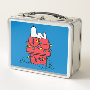Peanuts   Snoopy's Dog House With Lights Metal Lunch Box