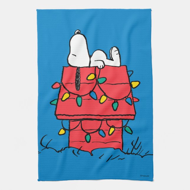 Peanuts | Snoopy's Dog House With Lights Tea Towel (Vertical)