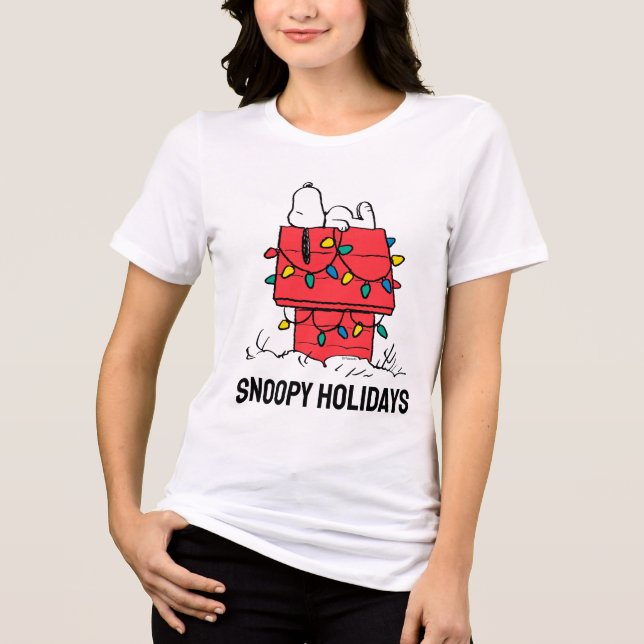 Peanuts | Snoopy's Dog House With Lights Tri-Blend Shirt (Front)