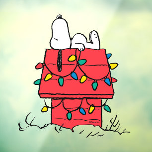 Peanuts Snoopy's Dog House With Lights Window Cling