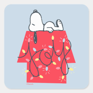 Peanuts   Snoopy's Holiday Dreamer Square Sticker