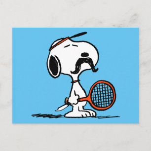 Peanuts   Snoopy's Moustache Playing Tennis Postcard