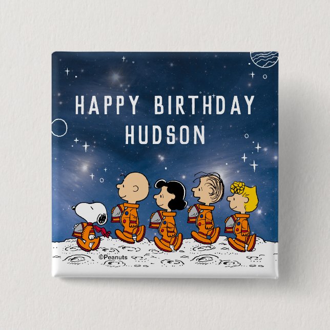 Peanuts | Space Birthday 15 Cm Square Badge (Front)