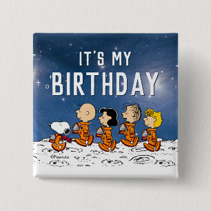 Peanuts   Space Birthday 15 Cm Square Badge