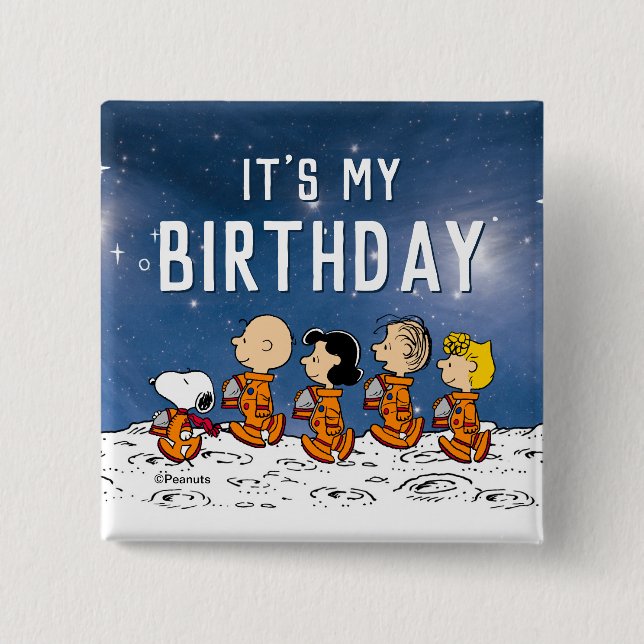 Peanuts | Space Birthday 15 Cm Square Badge (Front)