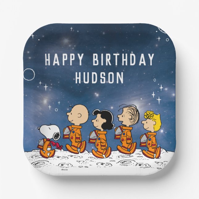 Peanuts | Space Birthday Paper Plate (Front)