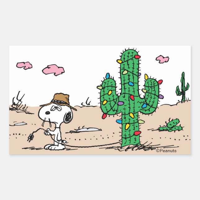 Peanuts | Spike Decorates for the Holiday Rectangular Sticker (Front)