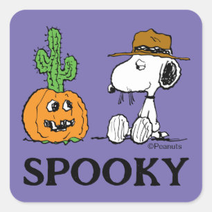 Peanuts   Spike's Desert Halloween Square Sticker