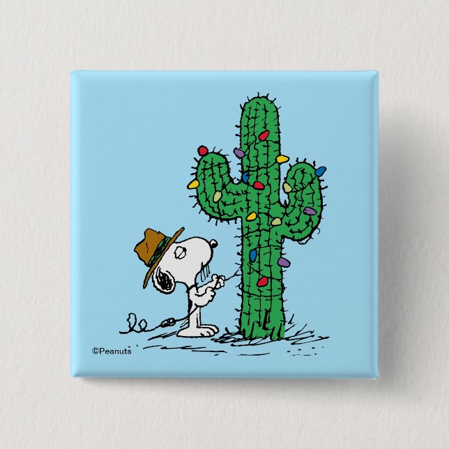 Peanuts | Spike's Holiday Cactus 15 Cm Square Badge (Front)