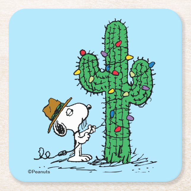 Peanuts | Spike's Holiday Cactus Square Paper Coaster (Front)