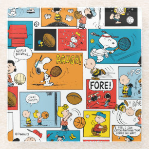Peanuts Sports Pattern Glass Coaster
