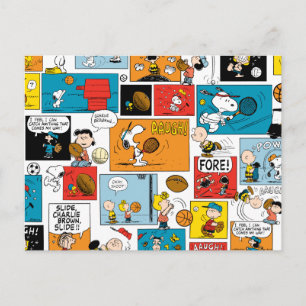 Peanuts Sports Pattern Postcard