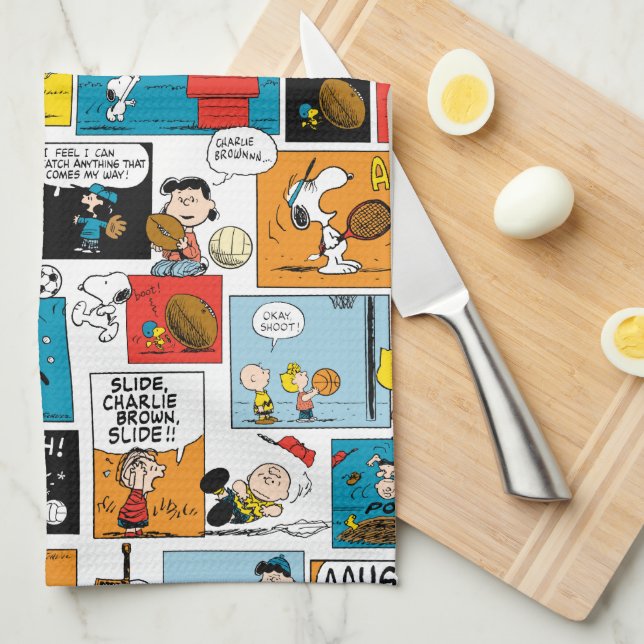 Peanuts Sports Pattern Tea Towel (Quarter Fold)