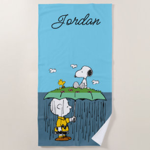 Peanuts   Sunny Day Rainy Day Half & Half Beach Towel
