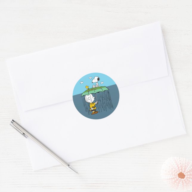 Peanuts | Sunny Day Rainy Day Half & Half Classic Round Sticker (Envelope)