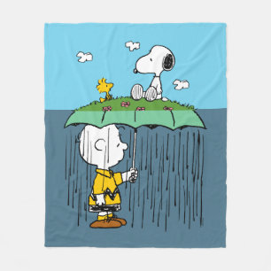 Peanuts   Sunny Day Rainy Day Half & Half Fleece Blanket