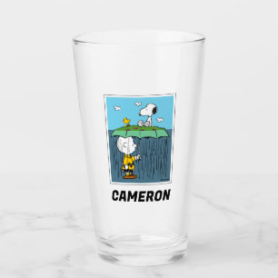 Peanuts Sunny Day Rainy Day Half & Half Glass