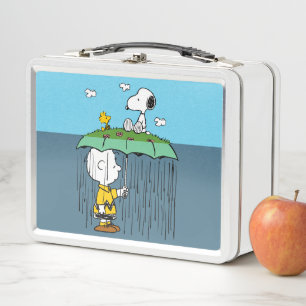 Peanuts Sunny Day Rainy Day Half & Half Metal Lunch Box