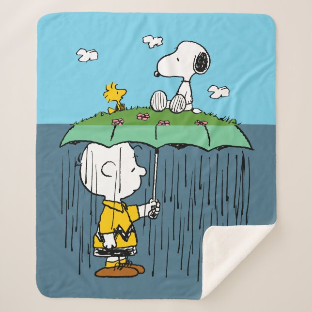 Peanuts | Sunny Day Rainy Day Half & Half Sherpa Blanket (Front)