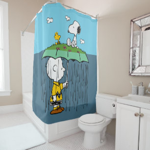 Peanuts   Sunny Day Rainy Day Half & Half Shower Curtain