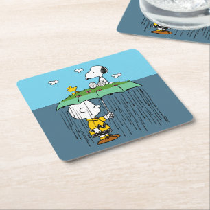 Peanuts Sunny Day Rainy Day Half & Half Square Paper Coaster