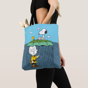 Peanuts   Sunny Day Rainy Day Half & Half Tote Bag